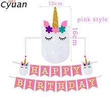 Cyuan Unicorn Party Disposable Tableware Set Kids Birthday Party Paper Cup Plate Hat 1st First Birthday Party Decor Supplies