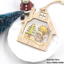 3PCS Multi Lovely DIY Christmas Wooden Pendant Ornaments Wood Craft For Xmas Tree Ornament Christmas Party Decorations Kids Gift