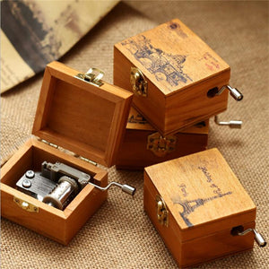 Wood Music Box Children Musical Hand Instrument Music Boxes for Christmas Happy Birthday New Year Gift Toy Home Decoration