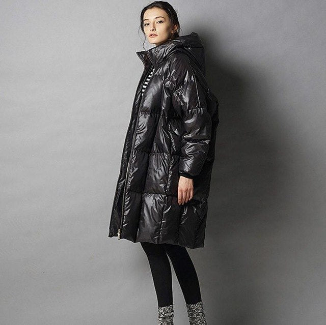 7XL plus size 2018 winter fashion brand hooded 90% duck down jacket female longer thicker down feather filler warm coat wj1469