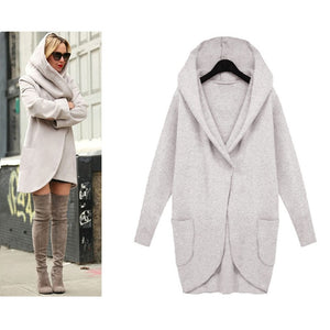Wipalo Women Long Coat Autumn 2018 Plus Size Winter Hooded Woolen Coats Female Casual Loose Jackets Cardigans Feminino 4XL 5XL