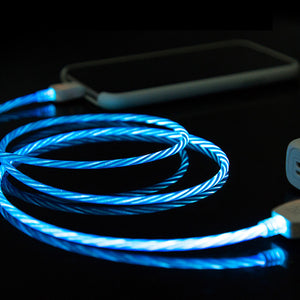 LED Luminous Charging Cable For Huawei Honor Note 10 Xiaomi Mi 8 Max 3 HTC Micro USB Type C Mobile Phone Charger Flowing Cabel