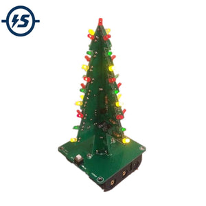 Three-Dimensional 3D Tree LED DIY Kit Red/Green/Yellow LED Flash Circuit Parts Electronic Fun Suite Gift