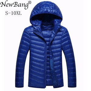 NewBang Brand 8XL 9XL 10XL Men's Down jacket Ultra Light Down Jacket Men Lightweight Feather Hooded Warm Portable Winter Coat