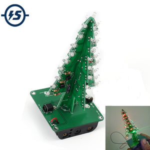 7 Colors 3D Christmas Tree LED Flash DIY Kit Three-Dimensional Colorful RGB LED Circuit Kit Electronic Fun Suite Christmas Gift