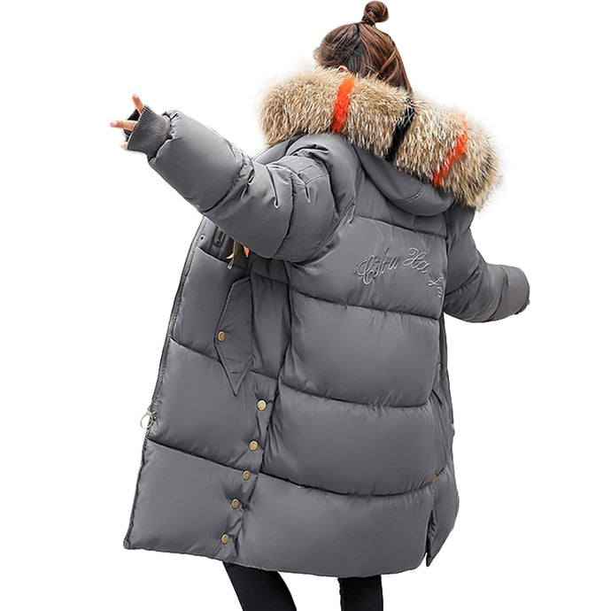 Plus Size Winter Jackets Women Coats Big Fur Collar Hooded Down Jacket Warm Long Parka Women Thicken Cotton Jackets 2018 New