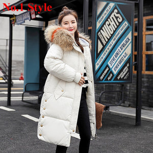 Plus Size Winter Jackets Women Coats Big Fur Collar Hooded Down Jacket Warm Long Parka Women Thicken Cotton Jackets 2018 New