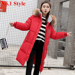 Plus Size Winter Jackets Women Coats Big Fur Collar Hooded Down Jacket Warm Long Parka Women Thicken Cotton Jackets 2018 New