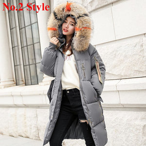 Plus Size Winter Jackets Women Coats Big Fur Collar Hooded Down Jacket Warm Long Parka Women Thicken Cotton Jackets 2018 New