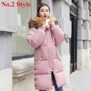 Plus Size Winter Jackets Women Coats Big Fur Collar Hooded Down Jacket Warm Long Parka Women Thicken Cotton Jackets 2018 New