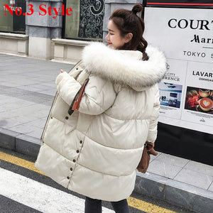 Plus Size Winter Jackets Women Coats Big Fur Collar Hooded Down Jacket Warm Long Parka Women Thicken Cotton Jackets 2018 New