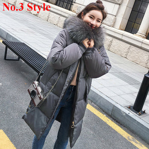 Plus Size Winter Jackets Women Coats Big Fur Collar Hooded Down Jacket Warm Long Parka Women Thicken Cotton Jackets 2018 New