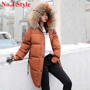 Plus Size Winter Jackets Women Coats Big Fur Collar Hooded Down Jacket Warm Long Parka Women Thicken Cotton Jackets 2018 New