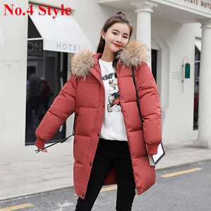 Plus Size Winter Jackets Women Coats Big Fur Collar Hooded Down Jacket Warm Long Parka Women Thicken Cotton Jackets 2018 New