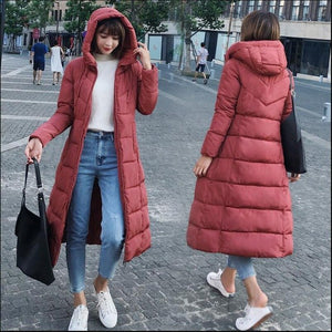 S-6XL New autumn winter Women Plus size Fashion Down long hoodie down Parkas Cotton warm Jackets Thick Female Long coat clothing