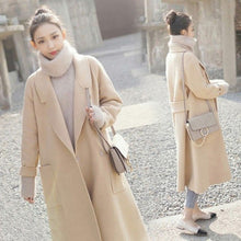 2018 Korean Autumn Winter Women Long Wool Blend Coat  Plus Size Casual Loose Warm Casaco Feminino Simple Woolen Midi Outerwear