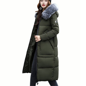New Women Winter Elegant Long Down Coat 2017 Fashion Female Duck Parkas Thick Warm Big Fur Collar Down Jacket Slim Plus Size