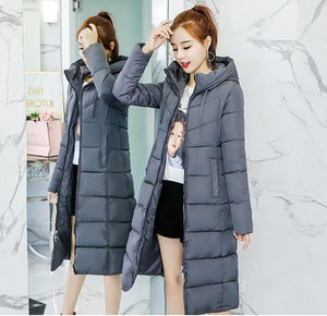 S-3XL autumn winter Women lady long duck Down jacket hoodie knee-length Parkas warm Jackets Female winter korean coat clothes