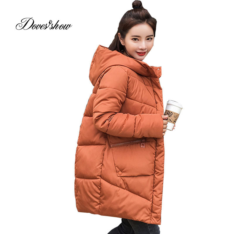 Caramel Hooded Elastic Winter Down Coat Jacket Long Warm Women Casaco Feminino Abrigos Mujer Invierno 2018 Parkas Outwear Coats Black / XXL / China