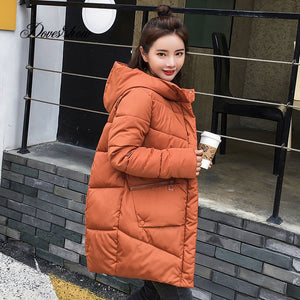 Caramel Hooded Elastic Winter Down Coat Jacket Long Warm Women Casaco Feminino Abrigos Mujer Invierno 2018 Parkas Outwear Coats