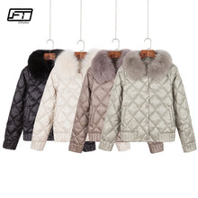 Fitaylor Women Down Jacket Winter Warm Ultra Light Real Collar Short Jacket White Duck Down Parka Elegant Coat Outwear