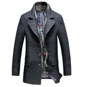 2018 Winter Men's Casual Wool Trench Coat Fashion Business Long Thicken Slim Overcoat Jacket Male Peacoat Brand Clothes 1717