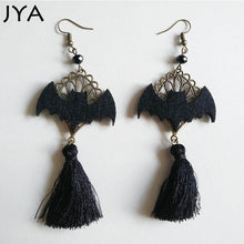 JYA Punk Handmade Tassel Earrings for Women Gothic Victorian Retro Dangle Earrings Queen Fashion Bat Halloween Club Vintage