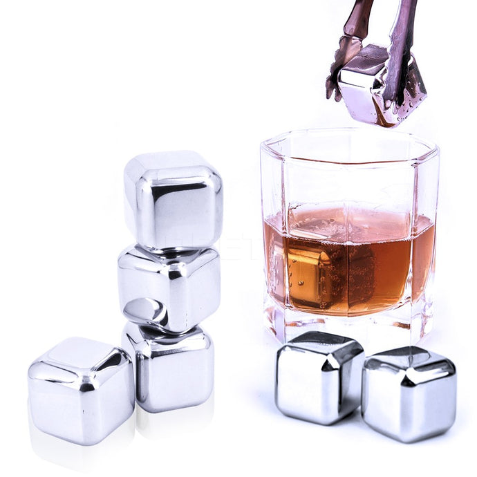 4 pcs/lot Newest Whiskey Stainless steel Stones Whisky ice cooler for Whiskey beer Bar household Wedding Gift Favor Christmas