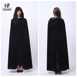 ROLECOS Halloween Cloak Costume Adult Witch Long Purple Green Red Black Hood and Capes Halloween Costumes for Women Men Cloak