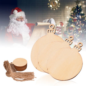 10pcs Wooden Round Baubles Tags Christmas Balls Decorations Art Craft Ornaments Christmas DIY Decors