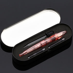 premium 0.5mm high transparent iridium nib fountain pen + 1 dropper + 2 sacs + 1 gift box excellent writing hot sale SKB F12