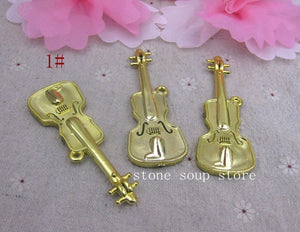 3-24pcs Plastic Gold Plated Mini Instruments Pendant Christmas Tree Hanging Ornament Diy Decoration Craft Small Instrument