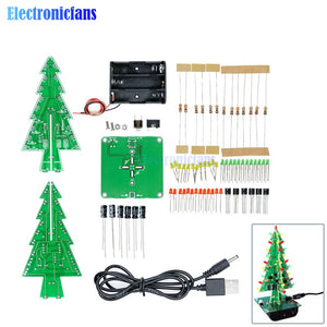 1Set 3D Christmas Tree LED DIY Kit Red/Green/Yellow LED Flash Circuit Kit Electronic Fun Suite Christmas Gift