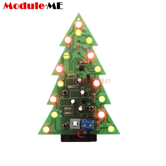 New Arrival DIY Kit Christmas Trees LED Circuit Red Green Flash Light Electronic Suit