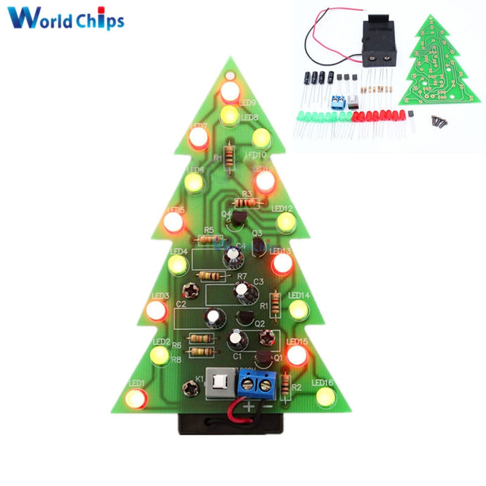 DIY Kit Christmas Trees LED Circuit Red Green Flash Light Electronic Suit