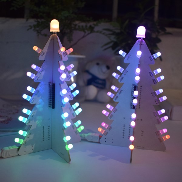 New DIY Light Control Full Color LED Big Size Christmas Tree Tower Kit LED Decoration With 14 Lighting Modes Electronic Learning