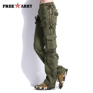 Large Size Cargo Pants Women Military Clothing Tactical Pants Multi-Pocket Cotton Joggers Sweatpants Army Green TO7305-2 - 64 Corp